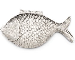 Riviera Maison Decoratieschaal Zilver dienblad vis - Allassio Fish serveerschaal voor decoratie en hapjes