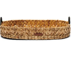 Riviera Maison dienblad ovaal, Serveerblad handvaten - Flores Tray - Zwart - Waterhyacint, Metaal - Maat M