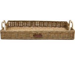 Riviera Maison Dienblad rechthoek Bruin - Happy Heart Serveerblad met handvaten hartje - Rattan