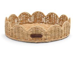 Riviera Maison Dienblad Rond Bruin - Benoa Serveerblad, Decoratief blad - Rattan - (ØxH) 35x8.5