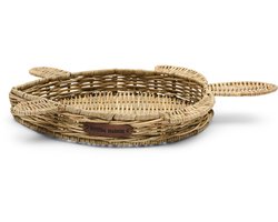 Riviera Maison Dienblad schildpad Bruin - Turtle Serveerblad - Rattan - (LxBxH) 33x23x4