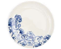 Riviera Maison Dinerbord Bloemenprint Blauw, Wit - Amalfi Bord - Porselein - (ØxH) 27x2.5