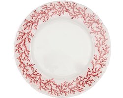 Riviera Maison Dinerbord rond, koraal Transparant - Coral Oasis Bord, Serveerbord - Glas - (ØxH)33x2