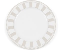 Riviera Maison Dinerbord Wit/Beige - Claymont Bord met Strepen Print - Porselein - (ØxH) 27x2.5