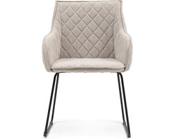 Riviera Maison Eetkamerstoel Met Armleuning - Isco Drive Dining Armchair Mouliné - Linnen - Naturel