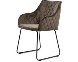 Riviera Maison Eetkamerstoel Met Armleuning - Isco Drive Dining Armchair - Velvet - Antraciet Grijs