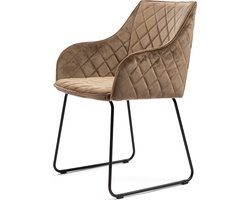 Riviera Maison Eetkamerstoel Met Armleuning - Isco Drive Dining Armchair - Velvet - Goud