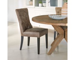 Riviera Maison Eetkamerstoel zonder armleuning - Balmoral Dining chair - Pellini, Rubberhout - Bruin