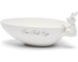 Riviera Maison Eierschaal Paasdecoratie, Eierhouder Giftbox, Servies, Tafeldecoratie voor eetkamer, keuken - Fresh Farm Eggs Bowl - Wit - Porselein