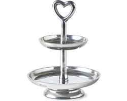 Riviera Maison Etagere 2 Laags - Lovely Heart Etagère - Zilver