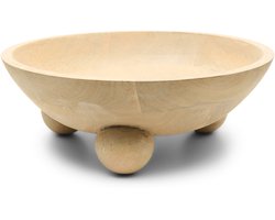 Riviera Maison Fruitschaal rond Naturel - Veneto Decoratieschaal - Hout - (ØxH) 33x12.5