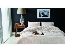 Rivièra Maison Furry Stripes dekbedovertrek - Eenpersoons - 140 x 200/220 cm - Gebroken wit