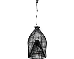 Riviera Maison Hanglamp - Rustic Rattan Fishing Basket Hanglampen Eetkamer - Zwart