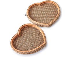 Riviera Maison Happy Heart Serving Tray S/2 - Dienblad - Rattan