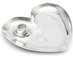 Riviera Maison Kaarsenbord hartje Zilver - Heart Kaarsenhouder - Aluminium - (LxBxH) 19x17x3