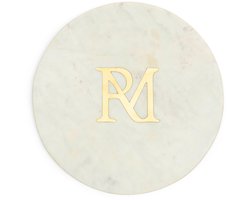 Riviera Maison Kaarsenbord rond Wit - RM Monogram Kaarsenhouder - Marmer - (ØxH) 30x1.5