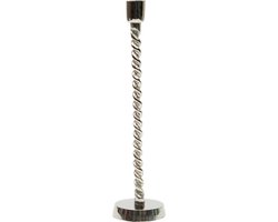 Riviera Maison Kandelaar Dinerkaars - RM Spiral Pillar Candle Holder - Zilver