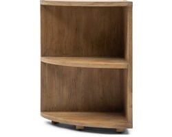 Riviera Maison Kast Bruin, Boekenkast, hoekkast rond, 2 vakken - Del Rey Corner Book Cabinet - Hout - (LxBxH) 42.0x60x85.0