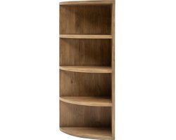 Riviera Maison Kast Bruin, Boekenkast, hoekkast rond, 4 vakken - Del Rey Corner Book Cabinet - Hout - (LxBxH) 42.0x60x145.0