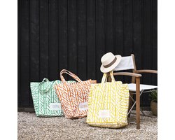 Riviera Maison Katoen en draagtas, Stevige Schoudertas met RM print - RM Monogram Tote Bag - Groen - Katoen