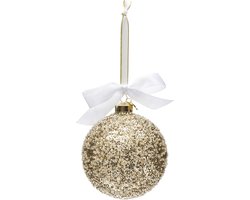 Riviera Maison Kerstbal met glitters en strikje - Dazzling Christmas Ornament (Ø)10 - Goud