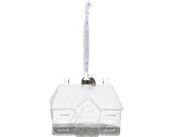 Riviera Maison Kerstbal RM huis met glitter, Kerstboom decoratie - RM Signature House Ornament - Wit