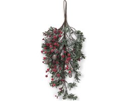 Riviera Maison Kerstdecoratie Groen - Holly Berry & Pine Tak - Plastic - (LxB) 60x29