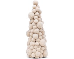 Riviera Maison Kerstdecoratie Kerstboom Wit - Pom Pom Kerstversiering - Polyester - (ØxH) 19x40