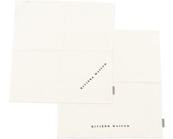 Riviera Maison Keukendoek, Geblokt, effen kleur - RM Monogram, Afdroogdoek 2 stuks - wit