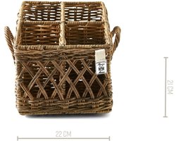 Riviera Maison Keukengerei Houder Bestekhouder - Rustic Rattan Couvert Basket Square - Bruin