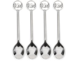 Riviera Maison Koffielepel, Lepeltjes set met logo, Dessertlepel - RM Monogram, Theelepel 4 stuks - zilver