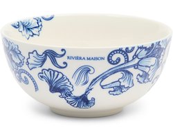 Riviera Maison Kom rond Blauw, Wit - Amalfi Schaaltje bloemenprint - Porselein - (ØxH) 15,5x7,5