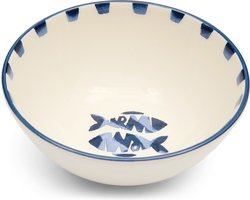 Riviera Maison Kom rond Blauw, Wit - Como Catch Schaaltje, Schaal vis - Aardewerk - (ØxH) 15x8