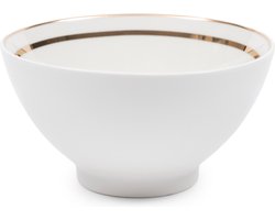 Riviera Maison Kom Wit - RM Celebrate Serveerschaal met Gouden Rand - Porselein - (ØxH) 14x7.5
