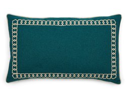Riviera Maison Kussenhoes 50x30 - Mustique Chain Pillow Cover - Groen Blauw