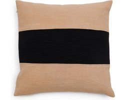 Riviera Maison Kussenhoes 50x50 - Rum Cay Stripe Pillow Cover - Beige Zwart