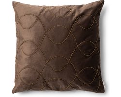 Riviera Maison Kussenhoes Bruin - Isola Sierkussen Glanzend Motief - Polyester - (LxB) 50x50