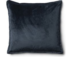 Riviera Maison Kussenhoes, Sierkussen, effen kleur - Basic, Kussensloop Velvet - 50x50 cm - blauw