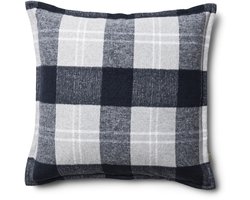 Riviera Maison Kussenhoes, Sierkussen ruiten print - RM Flanel Checks, Kussensloop 50x50 - blauw