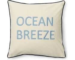 Riviera Maison Kussenhoes vierkant Wit - Ocean Breeze Sierkussen 50x50, Sierkussenhoes - Katoen