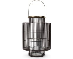 Riviera Maison Lantaarn Windlicht met Hendel Bruin - Yuni Groot - IJzer - (ØxH) 39x48.5