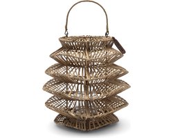 Riviera Maison Lantaarn windlicht rotan 31 cm hoog - Les Dunes lantaarn binnen landelijk