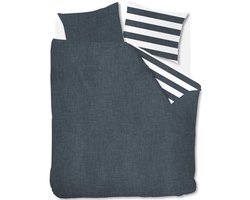 Riviera Maison Lindy Lines dekbedovertrek - Tweepersoons - 200x200/220 - Marineblauw