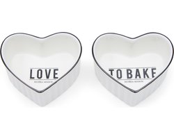 Riviera Maison Love To Bake Bowl 2 pcs - Porselein - Wit - 8.5x7.5x4.0 cm