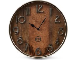 Riviera Maison Madison Avenue Wall Clock - Aluminium, Hout - Naturel - 30.0x30.0x5.0 cm