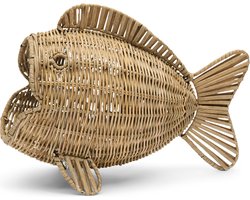 Riviera Maison Mandje vis Bruin - Fish Opbergmand, Organizer - Rattan - (LxBxH) 36x16x25