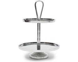 Riviera Maison Manhattan Etagère 2 Layer - Aluminium - Zilver - 28.0x28.0x39.0 cm
