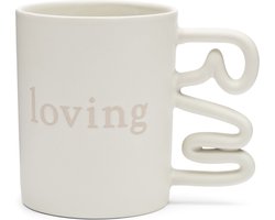 Riviera Maison Mok Met Tekst mat wit met organisch oor - RM Loving Theemok of Koffiemok 400 ml