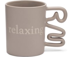 Riviera Maison Mok Met Tekst Zacht Roze met organisch oor - RM Relaxing Theemok of Koffiemok 400 ml