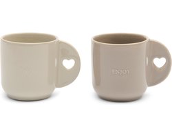 Riviera Maison Mokken set hartje Grijs - Taste & Enjoy Koffiekopjes - Steengoed - 330ml
